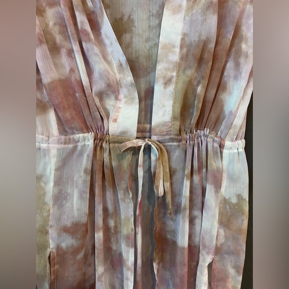 Maurices~ French Pink Tie Dye Tie Waist Kimono~Size Small - Picture 3 of 9